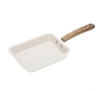 FUBESK Poêle carrée sans manche résistant à la chaleur pour crêpes, œufs et sandwichs, en acier au carbone, compatible gaz, électrique et induction, beige 34,5 x 15 x 3,5 cm