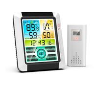FUBESK Station météo numérique avec écran LCD couleur, capteur extérieur sans fil, moniteur de température et d'humidité pour la maison et le bureau, blanc et noir