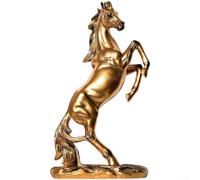 FUBESK Statue de cheval debout en résine pour bibliothèque, bureau, décoration moderne, 18 x 10 x 33 cm (cheval doré)