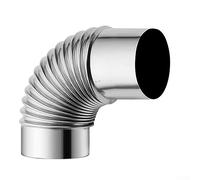 FUBESK Tuyau coudé à 90° - Flexible - En acier inoxydable - Pour poêle à bois - Diamètre : 50 mm, 60 mm, 70 mm, 80 mm, 90 mm, 100 mm - Résistant à la chaleur - Tuyau de cheminée coudé (50 mm)
