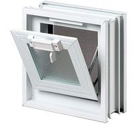 Fuchs Design Fenêtre d'aération (189x189x80 mm) Blanc au lieu de 1 brique de verre au format 19x19x8 cm - avec moustiquaire