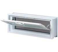 Fuchs Design Fenêtre d'aération (579x189x80 mm) Blanc au lieu de 3 briques de verre au format 19x19x8 cm - avec moustiquaire