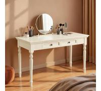 Fucxeoy Bureau Décriture Vintage en Noyer avec 2 Tiroirs, Bureau Dordinateur Traditionnel De Style Campagnard De 119 Cm (47 Po), Coiffeuse Classique en Bois Massif, pour White