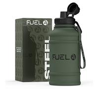 Fuel24 Gourde extra résistante en acier inoxydable métal 1,3 l et 2,2 l - Anti-fuite et sans BPA - Gourde robuste pour salle de sport, carafe d'eau de sport en acier inoxydable pour adultes