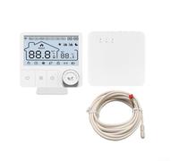 für tuya Smart WiFi Thermostat mural pour chaudière, contrôle précis de la température, boîtier ABS, 10 x 9,7 x 2,3 cm, blanc, installation facile, contrôle à distance par application (avec capteur)