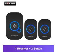 Fuers-Sonnette de porte étanche sans fil, Smart Home Door, Kit e, Welcome Trendy, 32 chansons, Melodies Sound and LED 2 Receiver 1 button