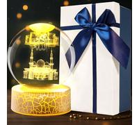 FUFRE Ramadan - Boule de cristal LED décorative - Décoration de l'Aïd Mubarak - 6 cm - Alimentation USB - Avec socle - Cadeau musulman pour enfants, amis, couple, anniversaire, festival (A)
