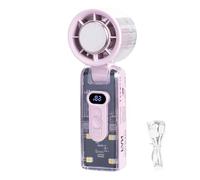 FUFRE Ventilateur à main pliable et portable Super Turbo Power - Petit ventilateur d'été avec lumière LED - Silencieux - 100 niveaux - Rechargeable - Rose