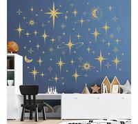 fufuquare Autocollants Muraux Étoiles filantes dorées, Stickers Muraux amovibles à coller et décoller pour Chambre d'enfant, Chambre d'amis, Salon, Salle de jeux