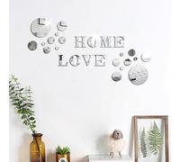 Fufuquare Sticker Muraux de Miroir en Acrylique Rond "HOME LOVE" Autocollant Mural pour le Mur de Fond de la Chambre à Coucher et du Salon