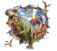FUFUQUARE Stickers Muraux Dinosaure Géant 3D Effet de Trou Autocollants Muraux T-Rex Volcan Décoration Murale Amovible DIY pour Salon Chambre Enfant Salle de Jeux