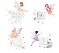 FUFUQUARE Stickers Muraux Fée Autocollant Interrupteur Papillon Fleur Étoile Enfant Décoration Murale Amovible DIY Enfant pour Chambre Bébé Fille Salon Bureau