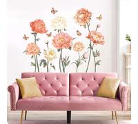 FUFUQUARE Stickers Muraux Fleurs Aquarelle Autocollants Muraux Floral de Jardin Papillons Pissenlit Décoration Murale Amovible DIY pour Filles Chambre Salon Cuisine Pépinière