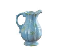 FUHAI-666 Vase à Fleurs Pichet en céramique Bleu Vintage, pichet décoratif avec poignée for Salon(Moyen)