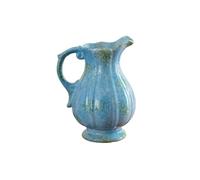 FUHAI-666 Vase à Fleurs Pichet en céramique Bleu Vintage, pichet décoratif avec poignée for Salon(Petit)