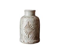 FUHAI-666 Vase à Fleurs Vase à glaçage craquelé Blanc Vieilli avec Motif Floral en Relief 32,5 cm H x 20, L décoratif de Ferme