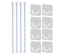FUHAMJ 4Pcs Barre Rideau Sans Perçage, Barre Rideau Extensible, Tringle À Rideaux Télescopique Pour Salle De Bain, Fenêtre, Penderie, 18-28 Cm, Blanc (Diamètre 1.3 Cm)