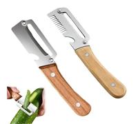 FUHAMJ Lot De 2 Éplucheurs À Légumes Multifonction Avec Décapsuleur Intégré, Manches En Bois Naturel, Eplucheur Légumes,Outil Cuisine À Double Usage Pour Fruits Et Légumes
