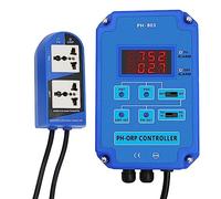 Fuhjythy Contrôleur Redox Numérique 2&1 PH ORP Moniteur Bleu pour Aquarium Hydroponique Plante Piscine Spa avec Relais de Puissance de Sortie Prise Ue