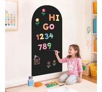 FUHSY Feuille d'autocollant mural magnétique noir 100 x 45 cm - Tableau ardoise murale avec divers accessoires pour salle de jeu à domicile