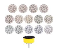 Fukaisu 14pcs 25mm Mini Disques Polissage Diamant, Tailles Grain 50#-10000# | Humide/Sec Disques Ponçage Eau Kit pour Granit Marbre Béton Carrelage Meulage Détail avec 2,3mm Support Meule