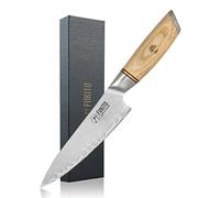 Fukito - Couteau Universel Pakka San Mai Design Japonais Lame 13cm Noyau En Acier Inoxydable Manche Bois De Pakka Clair - Vendu Dans Un Coffret Cadeau