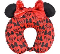 Ful Disney Minnie Mouse Coussin de Nuque de Voyage avec Oreilles 3D et nœud pour Avion, Voiture et Bureau, Confortable et Respirant, Rouge/Noir