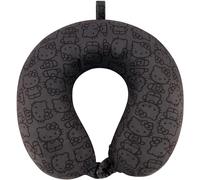 Ful Hello Kitty Oreiller Tour de Cou, imprimé sur Toute la Surface en Mousse à mémoire de Forme, Accessoires de Voyage pour Avion, Voiture et Bureau, Confortable et Respirant, Noir