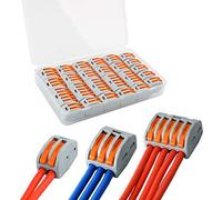 FULARR® 25Pcs Premium PCT-212/213 / 215 Lever-Nut Assortiment Pack, Conducteur Compact Fils Connecteurs, Printemps Bornier Pousser Câble Fil Connecteur -- 2 Port 10Pcs, 3 Port 10Pcs, 5 Port 5Pcs