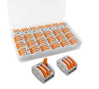 FULARR 25Pcs Premium PCT-213 Lever-Nut, Conducteur Compact Splicing Fils Connecteurs, Printemps Bornier Pousser Câble Fil Connecteur -- 3 Port