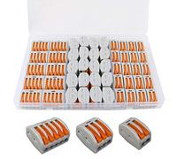 FULARR 50Pcs Premium PCT-212/213 / 215 Lever-Nut Assortiment Pack, Conducteur Compact Fils Connecteurs, Printemps Bornier Pousser Câble Fil Connecteur -- 2 Port 20Pcs, 3 Port 20Pcs, 5 Port 10Pcs