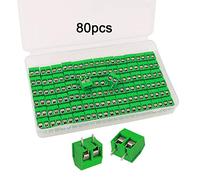 FULARR® 80Pcs Premium 2 Broches Plug-in PCB Vis Bornier Set, 5.08mm Pitch PCB Montage Vis Connecteur Terminal (300V / 10A, Vert)