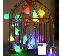 Fulighture Guirlande lumineuse, 2 modes d'éclairage alimentée par piles,prise USB de 4,9 m 40 LED,Décoration pour intérieur ou extérieur,chambre à coucher,terrasse,jardin,fête de mariage,multicolore
