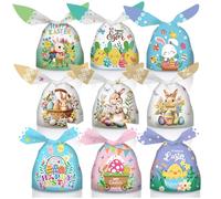 FullJoyHut Pack 60 Sacs Cadeaux de Pâques, Sachet Bonbons de Lapin Oeufs et Printemps Sacs Cadeaux Sacs Plastiques Pochettes Sachet à Sucrerie Biscuits Friandises pour Fêtes Pâques