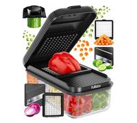 Fullstar Essential - Coupe Légumes et Mandoline Cuisine - 2 Lames | Bac de 0,75L Gain de Place, Protège-doigts - Découpe Multifonctions et Compacte pour Légumes, Salade et Oignon (2-en-1, Noir)