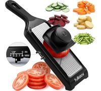 Fullstar Handheld - Mandoline Cuisine et Coupe Julienne Réglable 2-en-1 | 4 Épaisseurs - Lames Inox & Protège-doigts - Trancheur Professionnel de Légumes - Accessoires de Cuisine (Inox Noir)