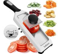 Fullstar Handheld - Mandoline Cuisine et Coupe Julienne Réglable 2-en-1 | 4 Épaisseurs - Lames Inox & Protège-doigts - Trancheur Professionnel de Légumes - Accessoires de Cuisine (Blanc)