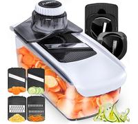 Fullstar Mandoline de Cuisine Multifonctions Professionnelle - Trancheur de Légumes Concombres Carottes Pommes de Terre Fruits - Rapeuse Legume Fromage - Cuisine Accessoires (PRO 6-en-1, Blanc)