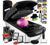 Fullstar Pro Core - Coupe Légumes, Râpe et Mandoline Cuisine - 14 Lames | Coupe Oignon & Frites Multifonctions - Découpe Julienne & Râpeuse Légumes et Fromage - Cuisine Accessoires (14-en-1, Inox)