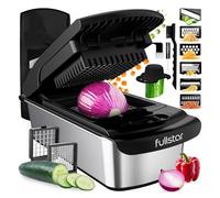 Fullstar Pro Core - Coupe Légumes, Râpe et Mandoline Cuisine - 8 Lames | Coupe Oignon & Frites Multifonctions - Découpe Julienne & Râpeuse Légumes et Fromage - Cuisine Accessoires (8-en-1, Inox)