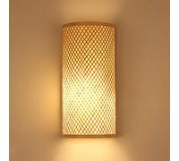 FUMIMID Applique Rotin Murale Naturel Abat-Jour En Bambou Appliques Murales En Bois Lanterne Rustique Salon Salle À Manger Chambre À Coucher Lampe En Bambou 2 Lumières E27,A