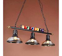FUMIMID Lustre Billard E27 Luminaire Suspendu 3 Lumières Abat-Jour En Verre Plafonnier En Métal Industriel Lampe À Suspension En Fer Noir Salon Corridor Club Chambre Cuisine Billard Hall Éclairage