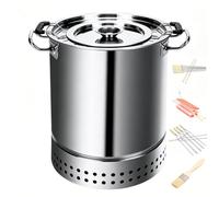 Fumoir à charbon de bois vertical en acier inoxydable double couche portable avec chauffage uniforme à 360° pour camping, pique-nique, cuisine dans le jardin