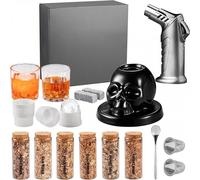 Fumoir à cocktail Zimilo « Tête de mort », coffret cadeau pour fumer le whisky, copeaux de bois, glaçons, accessoires de bar, fête, anniversaire, cadeau pour homme, décoration, kit de fumage