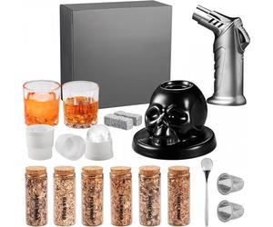 Fumoir à cocktail Zimilo « Tête de mort », coffret cadeau pour fumer le whisky, copeaux de bois, glaçons, accessoires de bar, fête, anniversaire, cadeau pour homme, décoration, kit de fumage