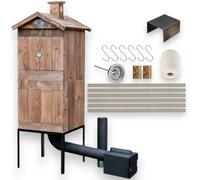Fumoir en bois 50 x 50 x 120 cm, traité, four à fumage, armoire à fumage, fumoir de jardin, chambre de combustion, fumoir de jardin en bois avec porte, barbecue XXL