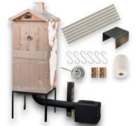Fumoir en bois 50 x 50 x 120 cm, traité, four à fumage, armoire à fumage, fumoir de jardin, chambre de combustion, fumoir de jardin en bois avec porte, barbecue XXL