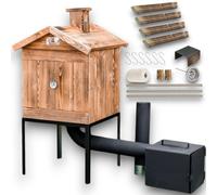 Fumoir en bois 50 x 50 x 50 cm, four à fumage, armoire à fumage, fumoir de jardin en bois, chambre de combustion, fumoir de jardin en bois avec porte, barbecue