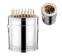 Fumoir vertical portable en acier inoxydable avec brochettes en bois, barbecue sans fumée
