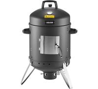 Fumoir VEVOR, gril vertical au charbon de bois de 40 cm, gril en acier revêtu avec 2 grilles, thermomètre, ouvertures d'aération & bac à cendres amovible, fumoir BBQ pour les barbecues